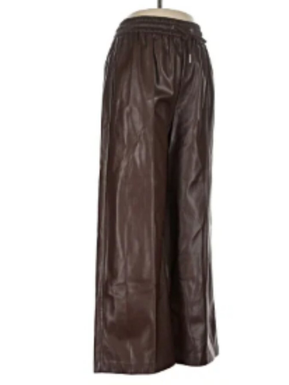 Suncoo Vegan Faux Leather Brown Casual Pants T3